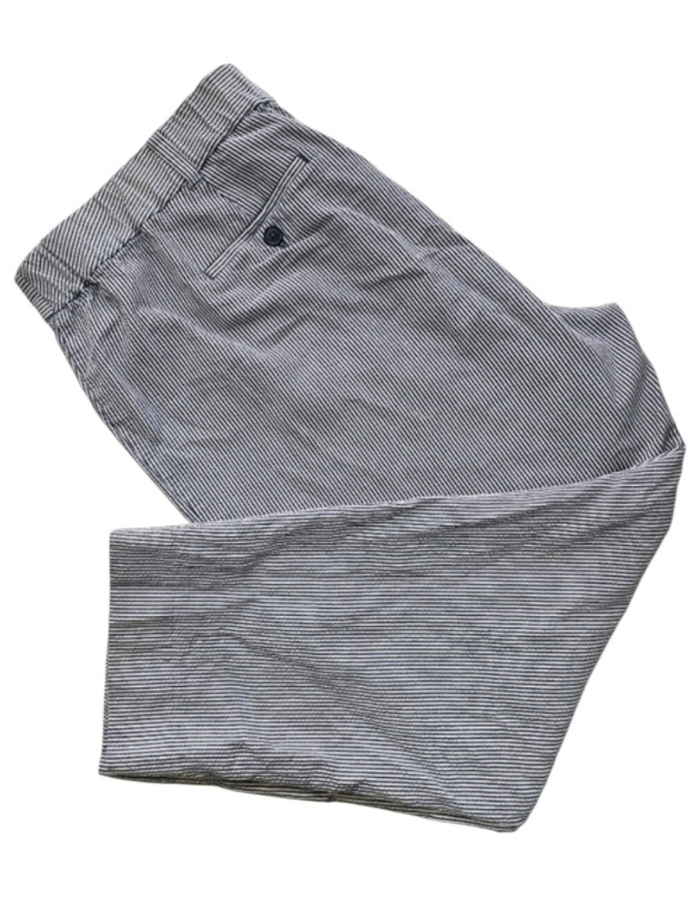 Talbot's Woman Heritage Blue White Pinstripe Seersucker Cotton Pants Size 18W